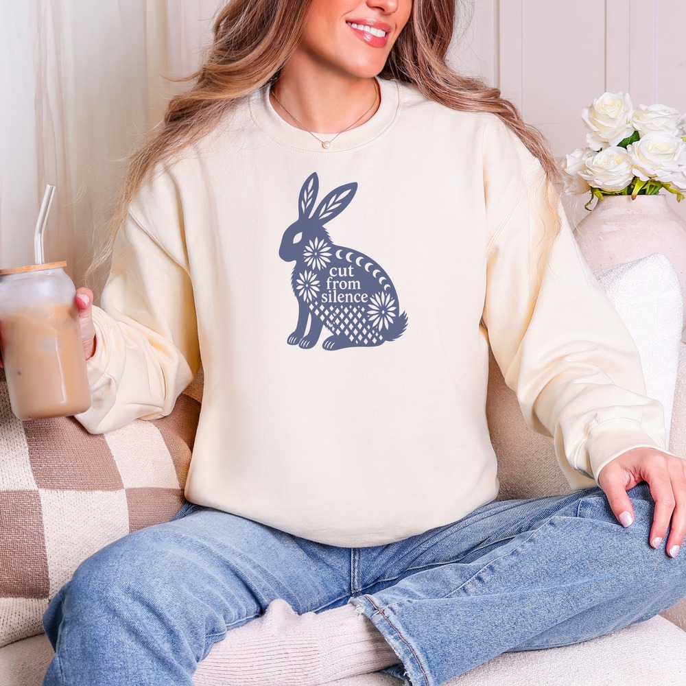 Cut from Silence Rabbit Holding the Moon Sweatshirt